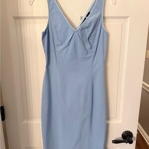 Express Light Blue V-Neck Midi Sheath Dress